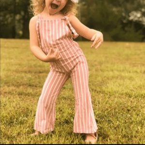 NEW Suspender jumpsuit - mauve stripe